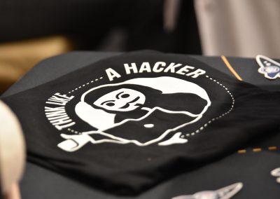 A "Think Like a Hacker" t-shirt
