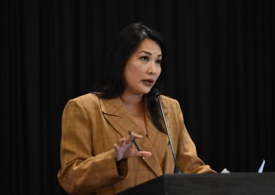 Anna Mercado Clark, Chief Information Security Officer at Phillips Lytle LLP, speaks at the 2024 Tech Valley Cybersecurity Symposium.