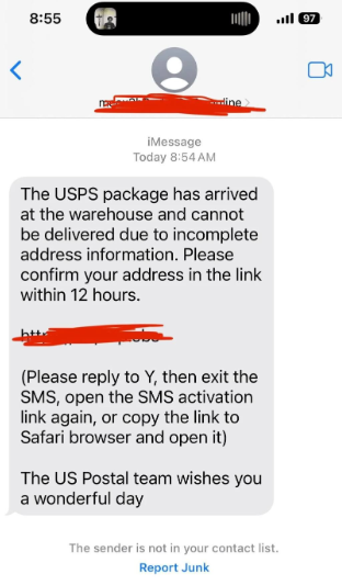 A delivery scam example