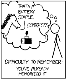 XKCD comic demonstrating a memorable password